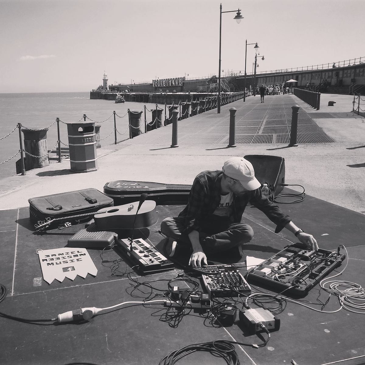 Dan Addison performing at Folkestone's Harbour Arm